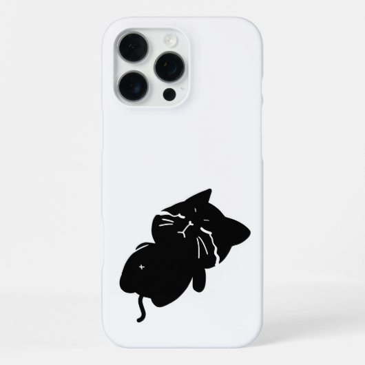 Coque iPhone 16 Pro Max Joli Chat Noir Grassouillet (Verso)