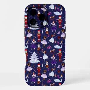 Coque iPhone 16 Pro Max Joli motif de Noël de casse-noisette marine