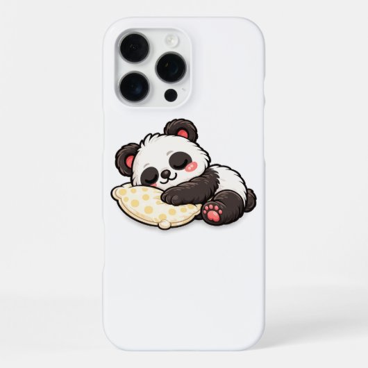 Coque iPhone 16 Pro Max Joli panda endormi avec un oreiller (Verso)