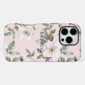 Coque iPhone 16 Pro Max Jolies Fleurs Blanches Roses   (Verso Horizontal)