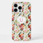 Coque iPhone 16 Pro Max Jolies Fleurs Roses | Monogramme Initiale (Verso)