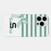 Coque iPhone 16 Pro Max Jolies rayures de ruban à la menthe en aquarelle (Verso Horizontal)