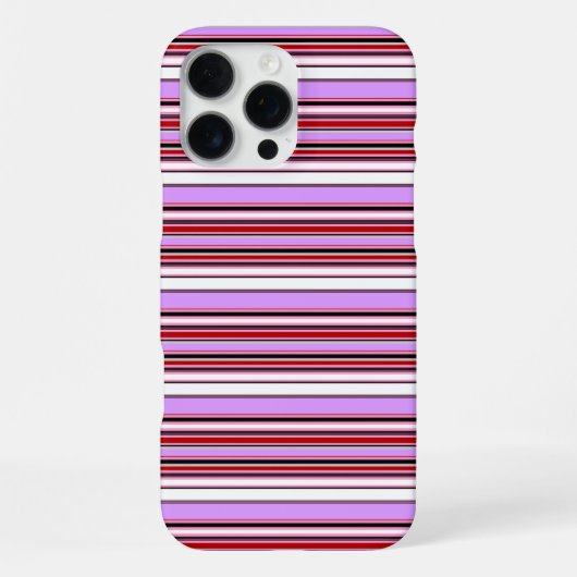 Coque iPhone 16 Pro Max Jolies rayures rouge violet (Verso)