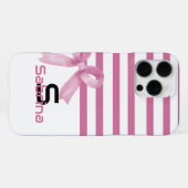 Coque iPhone 16 Pro Max Jolis rayures rose aquarelle (Verso Horizontal)