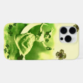 COQUE iPhone 16 PRO MAX JOUR DE LA SAINT-PATRICK LUNE DAME AUX TRÈFLES (Verso Horizontal)