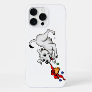 Coque iPhone 16 Pro Max Joyeux Noël ! Chiot avec Cloche et Balle