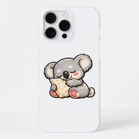 Coque iPhone 16 Pro Max Koala Mignon Endormi avec Oreiller (Verso)