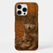 Coque iPhone 16 Pro Max La famille des loups d'automne Jouer des petits da (Verso)