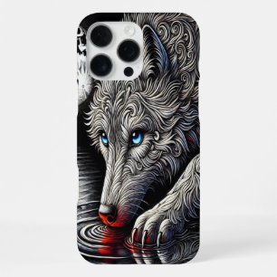 Coque iPhone 16 Pro Max La majesté de la nuit : Loup blanc
