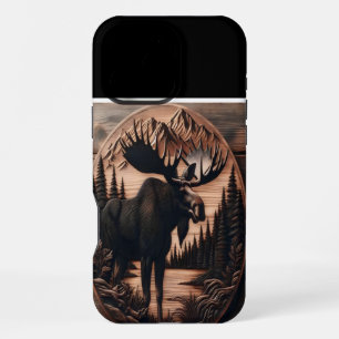 Coque iPhone 16 Pro Max La sculpture sur orignal en bois