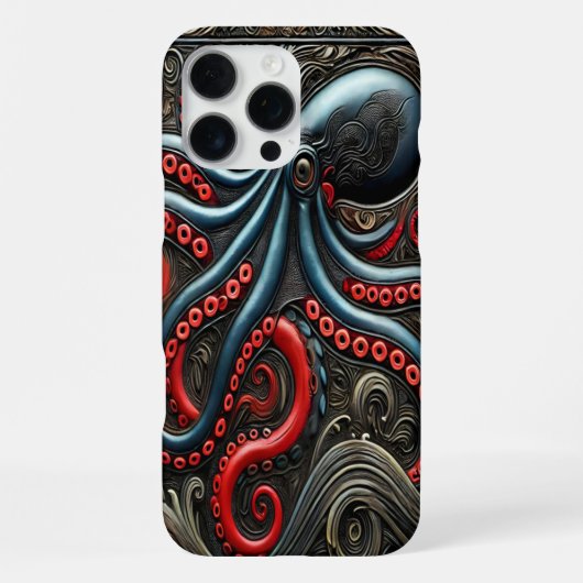 Coque iPhone 16 Pro Max L'art de la pieuvre : une création dynamique (Verso)