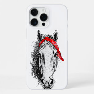 Coque iPhone 16 Pro Max Le mignon cheval porte la Bandana rouge occidental