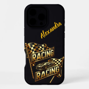 Coque iPhone 16 Pro Max Les drapeaux de course incarnent l'excitation de l