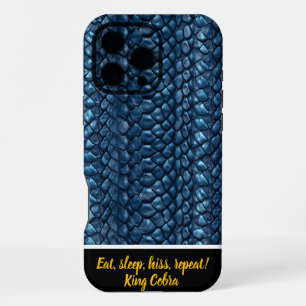 Coque iPhone 16 Pro Max Les peaux de serpent bleues brillent au soleil