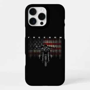 Coque iPhone 16 Pro Max Liberté de la moto drapeau américain