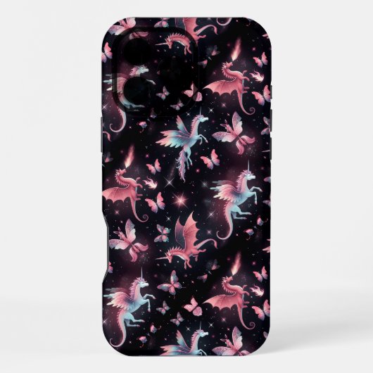 Coque iPhone 16 Pro Max Licorne Rose Dragon Mix (Verso)