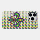 Coque iPhone 16 Pro Max Lilas jaune vert Mardi Gras fleur de lis (Verso Horizontal)