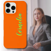 Coque iPhone 16 Pro Max Lime Jaune 3D Spring Nom vert | Drôle Orange