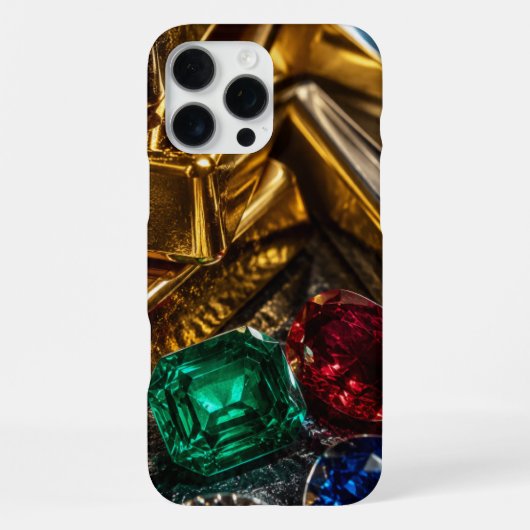Coque iPhone 16 Pro Max lingots d'or pierres précieuses (Verso)
