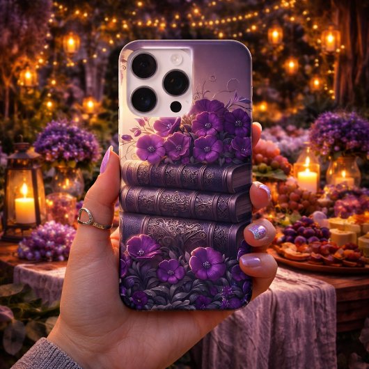 Coque iPhone 16 Pro Max Livre Gothique Fleur Violet