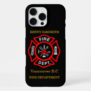 Coque iPhone 16 Pro Max logo du département des pompiers Badge11 noir et r