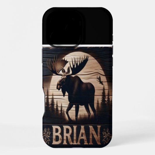 Coque iPhone 16 Pro Max L'orignal au clair de lune (Verso)