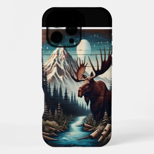 Coque iPhone 16 Pro Max L'orignal au clair de lune (Verso)