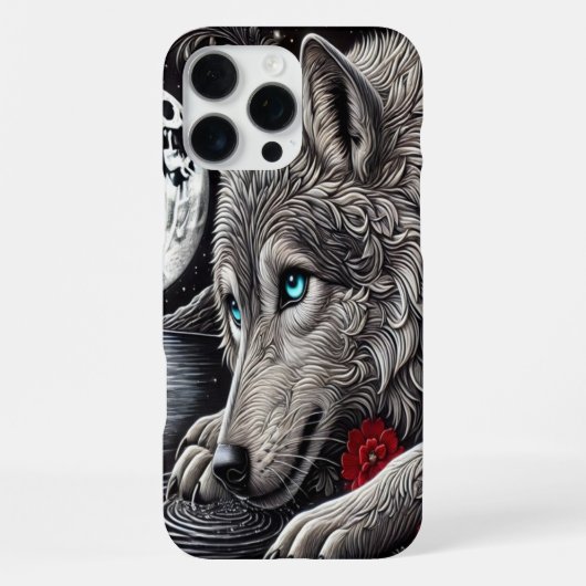 Coque iPhone 16 Pro Max Loup enchanté et reflet (Verso)
