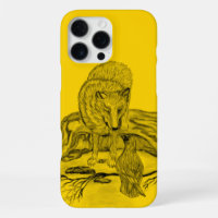 Loup et corbeau noir et jaune