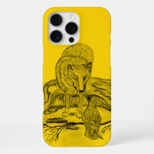 Coque iPhone 16 Pro Max Loup et corbeau noir et jaune
