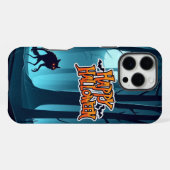 Coque iPhone 16 Pro Max Loup-garou d'Halloween et citrouilles (Verso Horizontal)