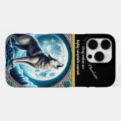 Coque iPhone 16 Pro Max Loup hurlant à la pleine lune la nuit (Verso Horizontal)