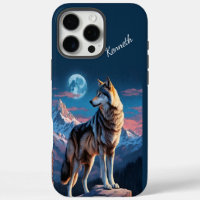 Loup hurlant sous la lueur lunaire