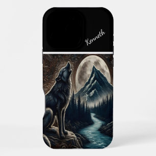 Coque iPhone 16 Pro Max Loup hurlant sous la lumière de la lune