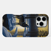Coque iPhone 16 Pro Max Loup hurlant sous la pleine lune par Frozen River (Verso Horizontal)