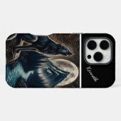 Coque iPhone 16 Pro Max Loup hurlant sous le clair de lune (Verso Horizontal)