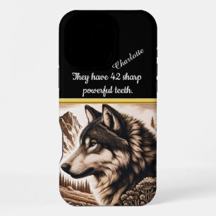 Coque iPhone 16 Pro Max Loup majestueux contemplant un paysage montagneux