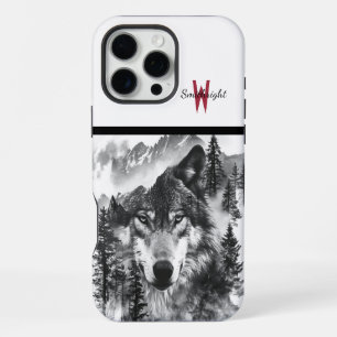 Coque iPhone 16 Pro Max Loup majestueux émergeant de la forêt brumeuse à l