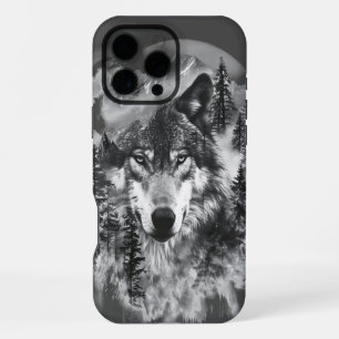 Coque iPhone 16 Pro Max Loup majestueux émergeant d'une forêt brumeuse à l