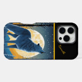 Coque iPhone 16 Pro Max Loup solitaire hurle à la lune (Verso Horizontal)