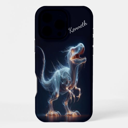 Coque iPhone 16 Pro Max Lueur éthérée de T-Rex (Verso)