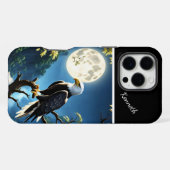 Coque iPhone 16 Pro Max Lune bleue et aigle nocturne (Verso Horizontal)