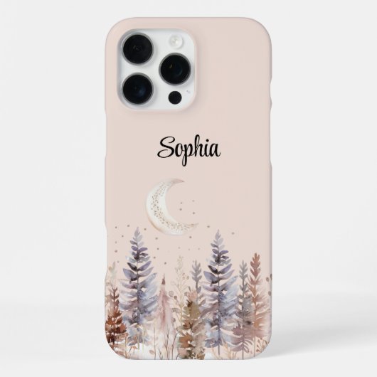 Coque iPhone 16 Pro Max Lune Rouge Arbres Violets (Verso)