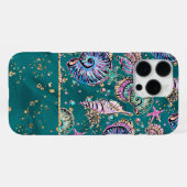 Coque iPhone 16 Pro Max Luxe Turquoise sous-marin | Coquillages d'or Green (Verso Horizontal)