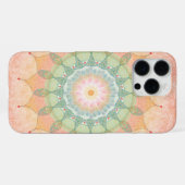 Coque iPhone 16 Pro Max Mandala Géométrique Circulaire Vert Rouge Jaune (Verso Horizontal)