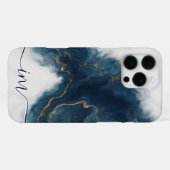 Coque iPhone 16 Pro Max Marbre Abstrait moderne avec Initiales et Nom (Verso Horizontal)