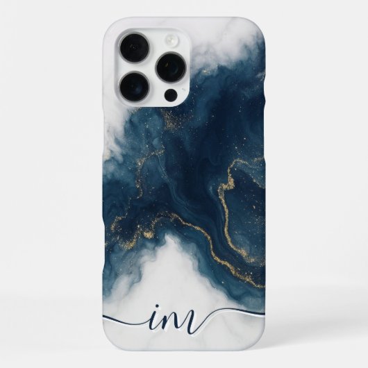 Coque iPhone 16 Pro Max Marbre Abstrait Moderne avec Initiales et Nom Pail (Verso)