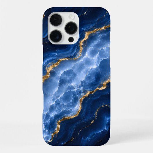 Coque iPhone 16 Pro Max Marbre Agate Saphir Luxueux (Verso)