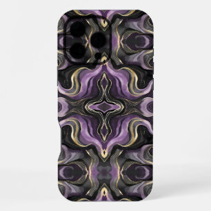 Coque iPhone 16 Pro Max Marbre d'Améthyste Mystique Design Fluide Doré S