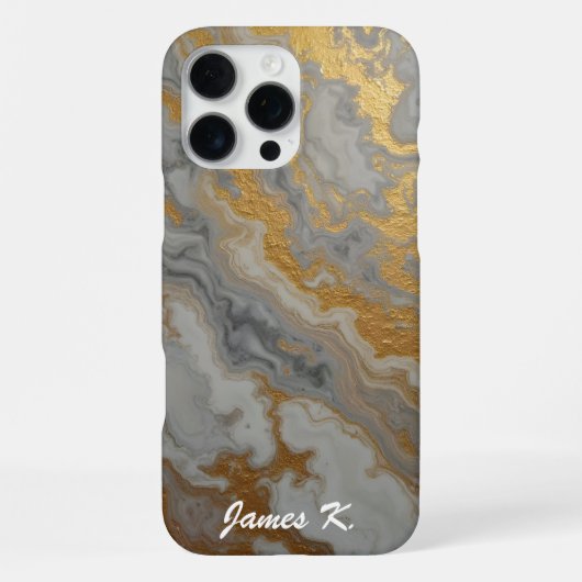 Coque iPhone 16 Pro Max Marbre gris avec or (Verso)